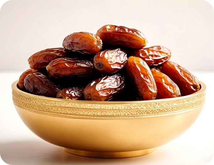 Dates in golden bowl
