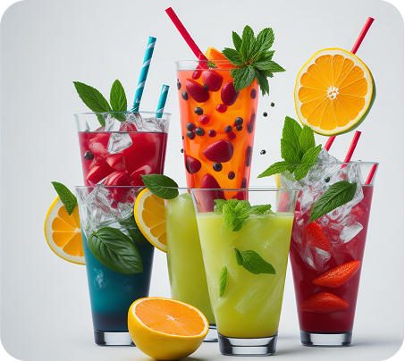 Colorful summer drinks
