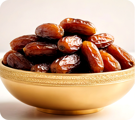 Dates in golden bowl